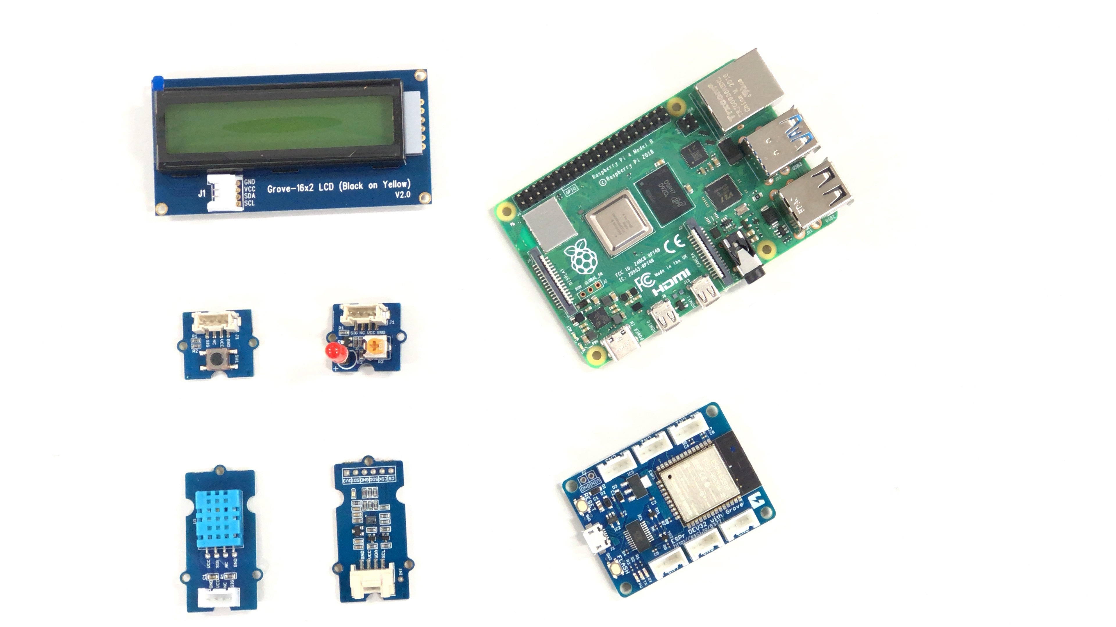 画像E098.jpg実習で使用するマイコンボードとセンサ類